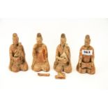 A group of four Han Dynasty (202 BC–220 AD) style terracotta musician figures, H. 15cm. Understood