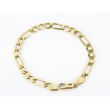 A hallmarked 9ct yellow gold bracelet, L. 18.5cm.