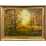 A gilt framed oil on canvas signed Pizzi, frame size 85 x 65cm.