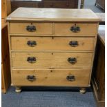 A Victorian pine five drawer chest, 96 x 46 x 97cm.