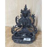 A Tibetan bronze figure of a seated Buddhist goddess, the Tara, H. 21cm.