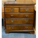 A Georgian oak five drawer chest, 99 x 52 x 102cm.