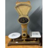 A rare Automatic Scale Company Victorian grocery scale for cheese, sliced meats etc., with ceramic