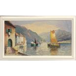 A large 1960's framed oil on canvas of the Italian lakes with indistinct signature 'Claude Ga?',