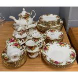 An extensive Royak Albert 'Old Country Roses' tea and dinner set mostly 8 settings except soup bowls