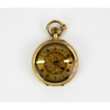 A lady's 14ct gold outercased pocket watch, Dia. 3.2cm.