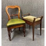 A Victorian mahogany hall chair and piano stool.