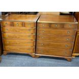 A pair of brass edged military style chests, 76 x 46 x 90cm.