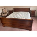 A contemporary high quality mahogany super king size bed, W. 189cm. L. 216cm.