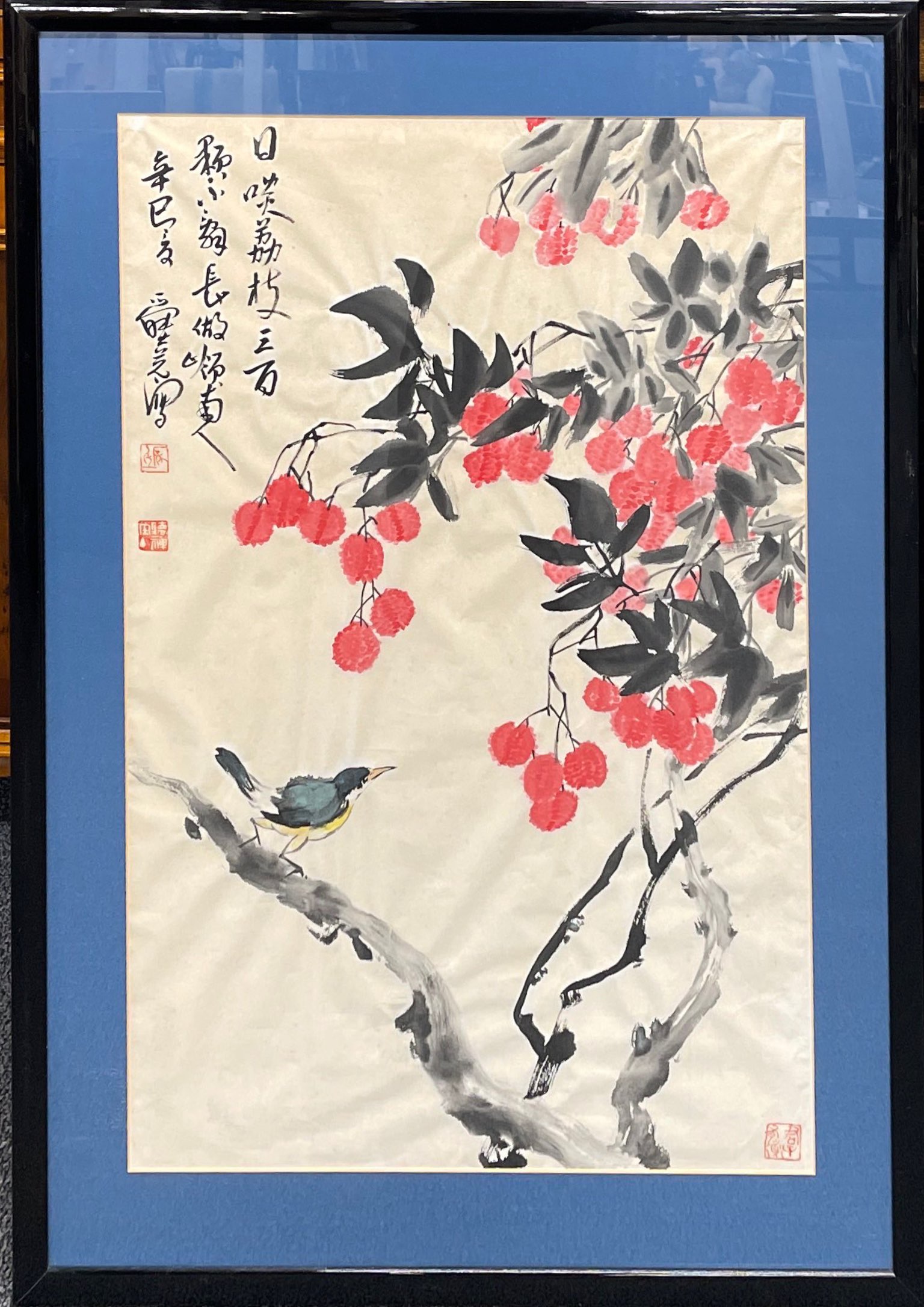 A group of three framed Chinese watercolours, largest frame 48 x 85cm. - Bild 2 aus 3