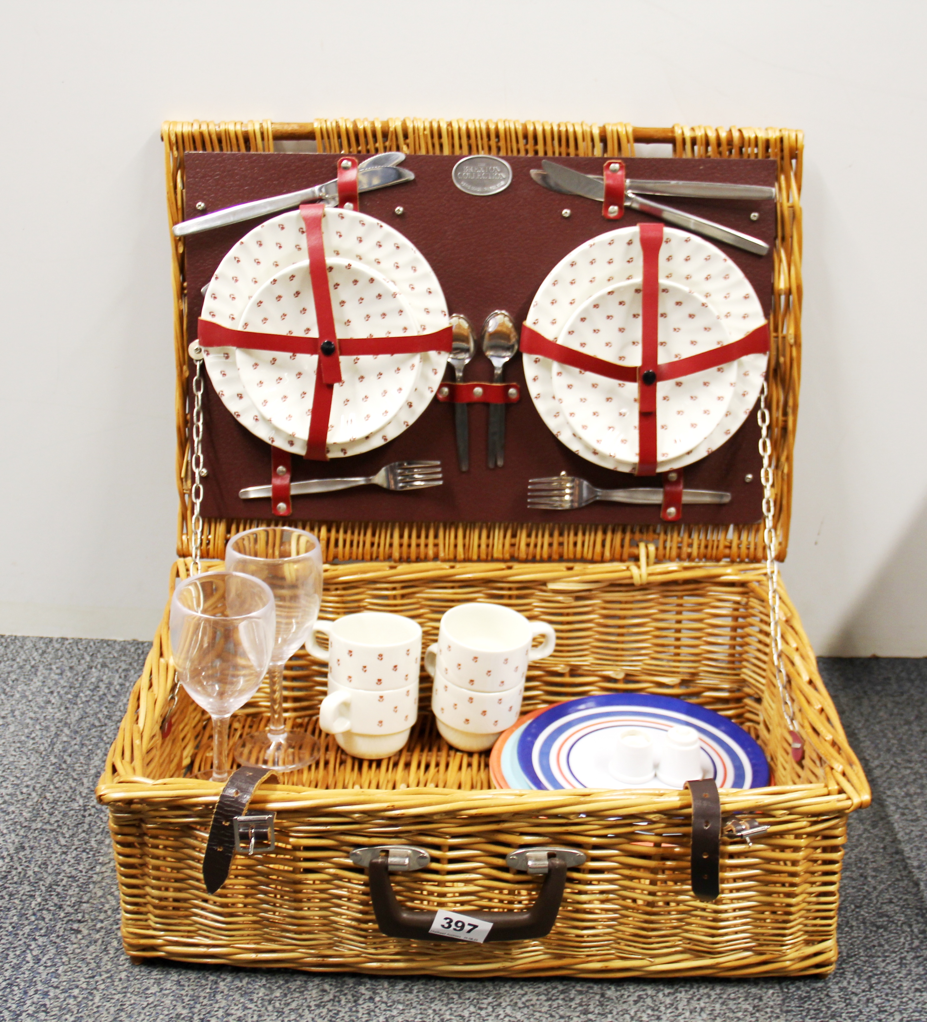 A vintage cased Brexton collection picnic basket.