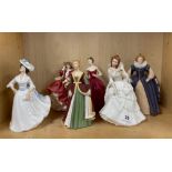Four Royal Doulton figurines 'Margaret' (2397) 'Innocence' (2842) 'Top o' the Hill' (1834) 'Barbara'