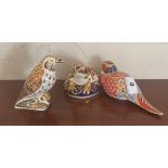 A group of three Royal Crown Derby paper weights. Pheasant L. 18cm.