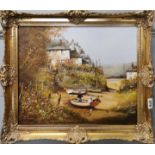 A gilt framed oil on canvas signed Les Parson, frame size 60 x 50.