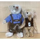 A Steiff limited edition Einstein bear together with Oktoberfest bear.