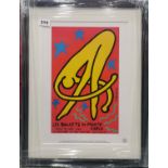 A Keith Haring framed lithograph of the poster 'Les Ballets de Monte Carlo' 1989, frame 53 x 43cm.