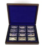 A cased set of 12 hallmarked silver Royal Palace ingots (each approx 1ounce).