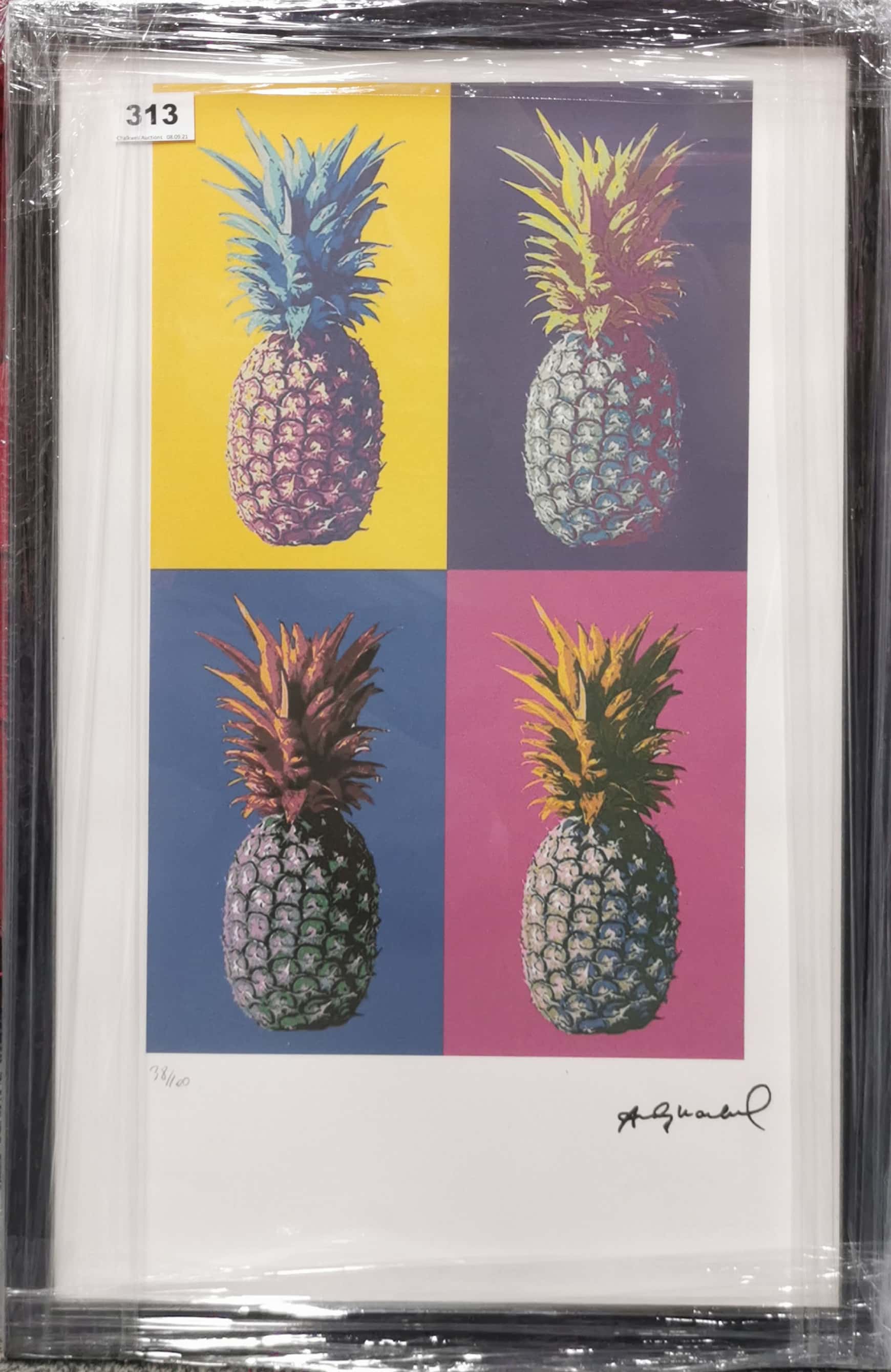 An Andy Warhol framed limited edition (38/100) lithograph called 'Pineapple' frame 61 x 42cm.