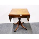 A pretty regency style burr veneered light oak pedestal table, 45 x 45cm . Opening to 75cm.