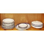 A 1930's Empire ware dinner service comprising of five dinner plates, six side plates, six small