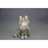 A Winstanley ceramic cat figure with glass eyes, H. 24cm.