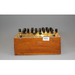 A mahogany cased Phillip Harris and Co electrical resistance box, 28 x 15 x 17cm.