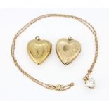 A hallmarked 9ct yellow gold chain with a heart shaped white stone pendant, approx. L. 44cm,