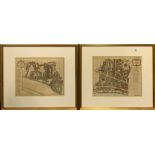 Two gilt framed antique maps of London c. 1754 (Stowes survey) showing Tower Street ward, The
