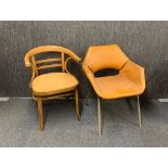 A 1960's bentwood chair together with a metal framed chair.