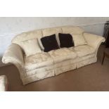 A superb pair of contemporary three and two seater sofas with matching arm chair, three seater L .