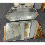 Two Art Deco wall mirrors, largest W. 74cm. H. 38cm.