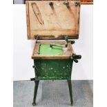 An antique hand operated cast iron and zinc washing machine, H. 82 W. 76cm.