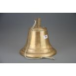 A heavy antique bronze ships bell, H. 25cm. Dia. 25cm.