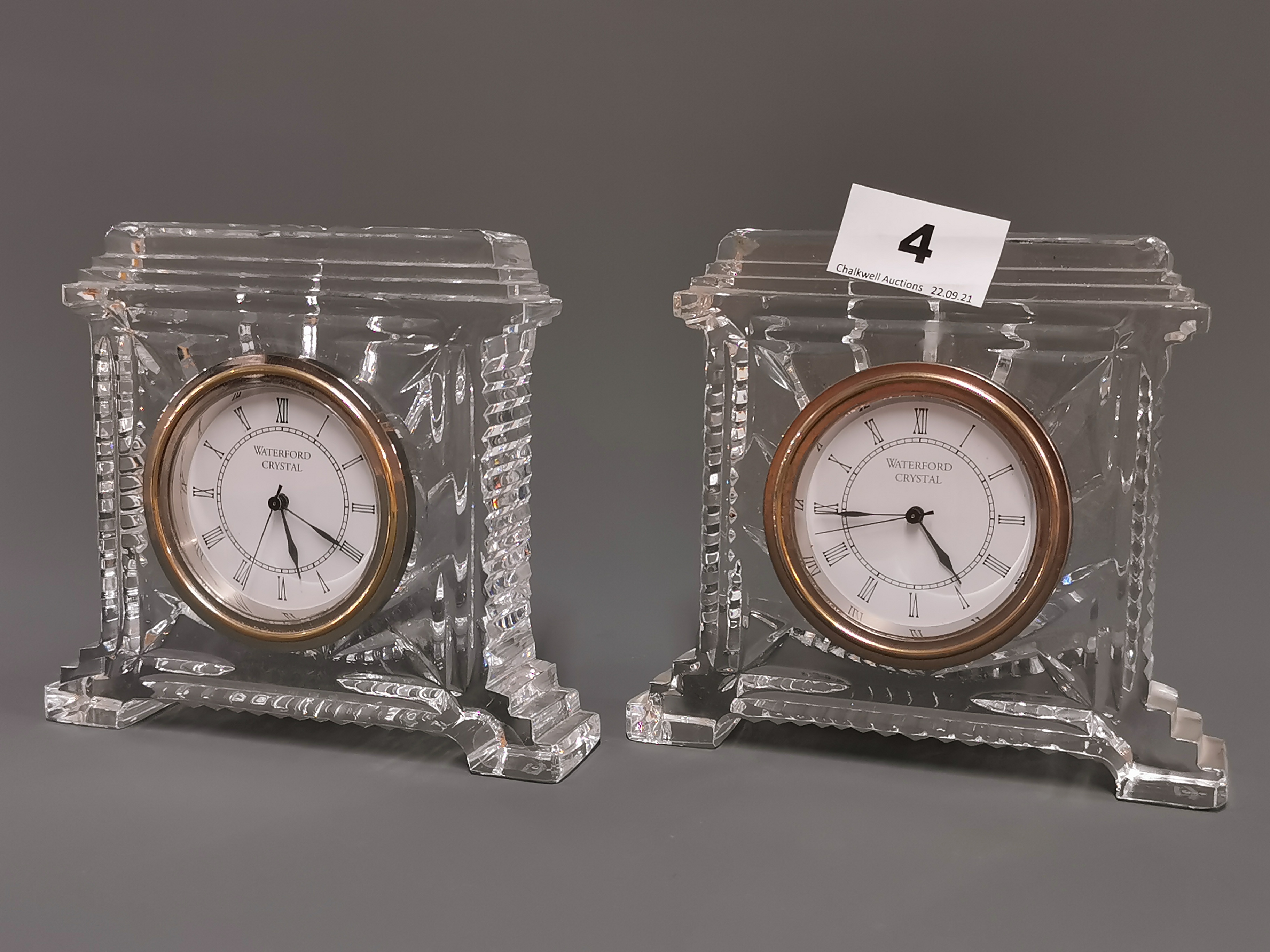 Two Waterford crystal mantle clocks, H. 13cm. - Image 3 of 5