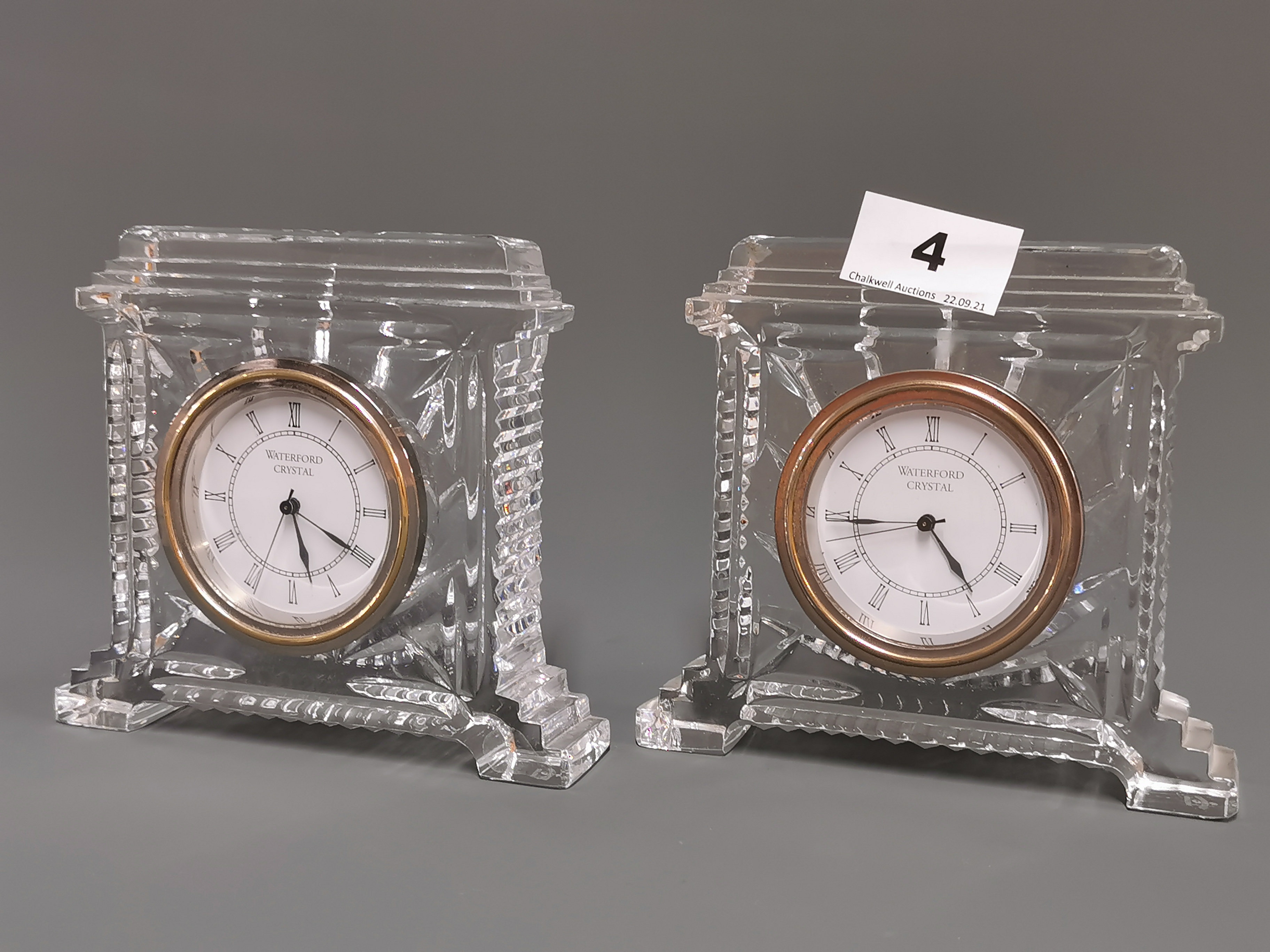 Two Waterford crystal mantle clocks, H. 13cm. - Image 2 of 5