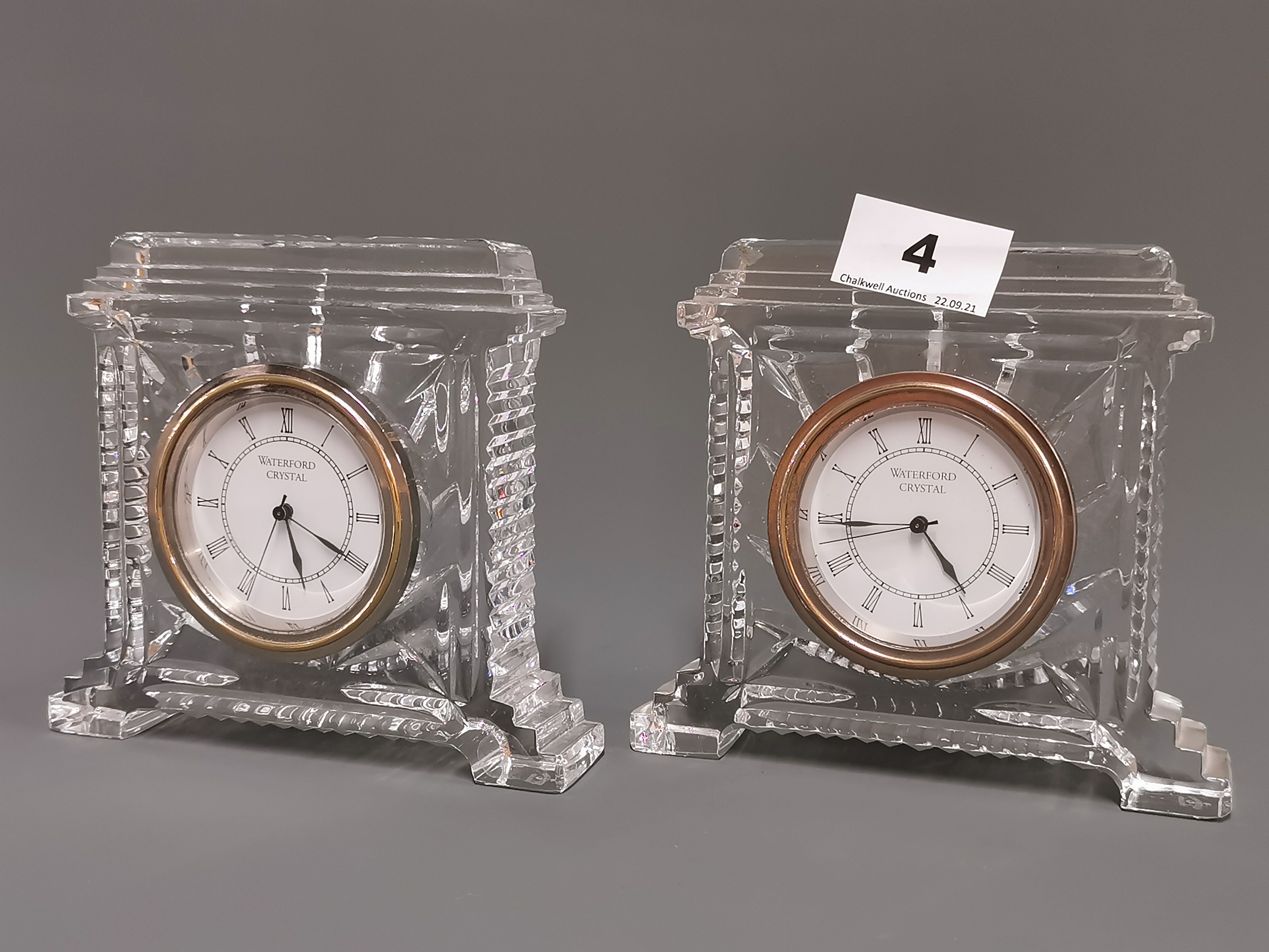 Two Waterford crystal mantle clocks, H. 13cm. - Image 4 of 5