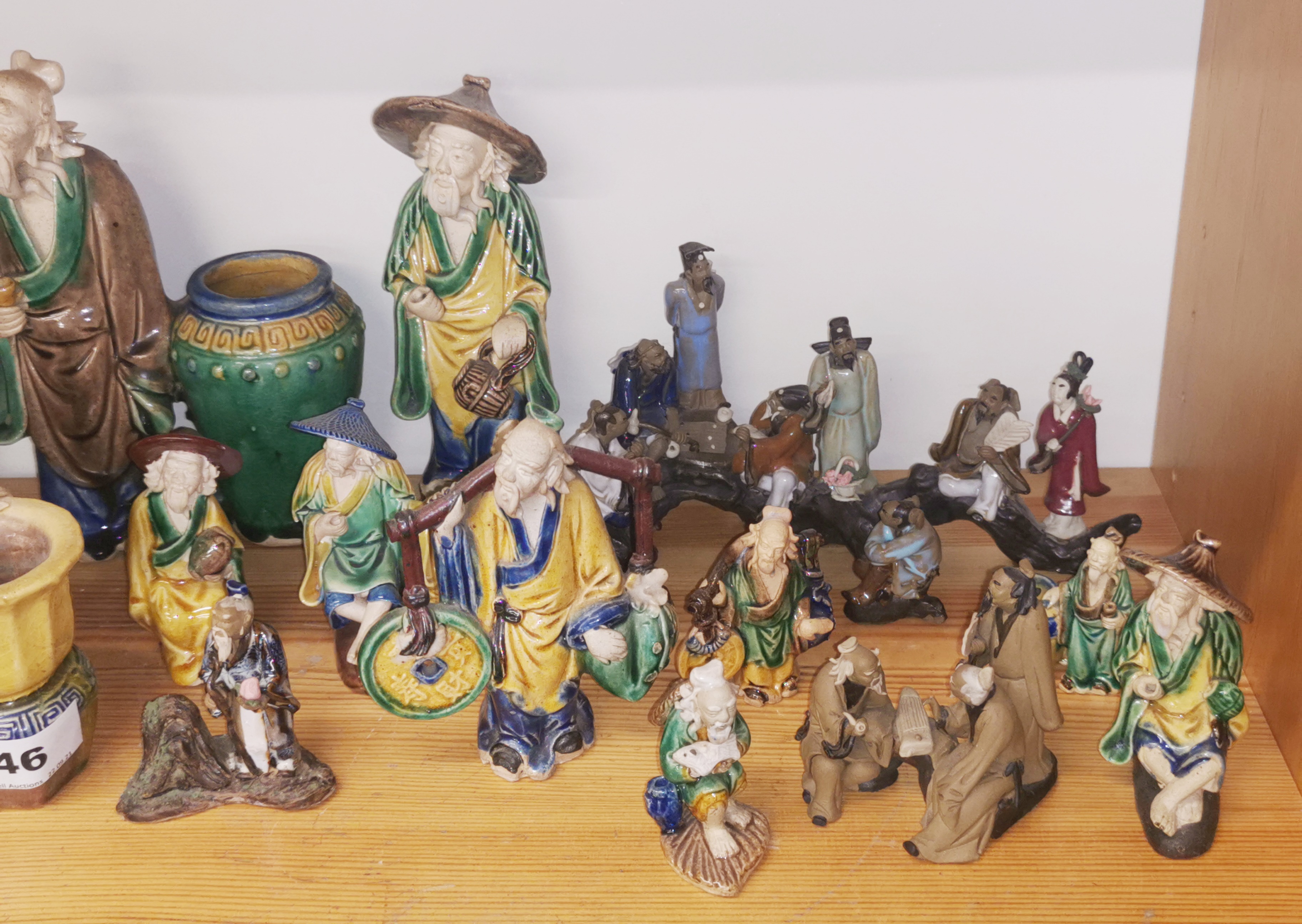 A group of Chinese glazed pottery figures, tallest 24cm. - Image 2 of 3