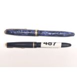 Two parker fountain pens, both with 14ct gold nibs.