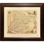 A framed reproduction map of Essex, frame size 72 x 62cm.