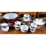 A Royal Albert celebration pattern part tea set, together with an old country roses bowl.