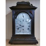 A 19th C chiming mahogany bracket clock with silvered dial, H. 49cm.
