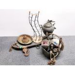 A quantity of interesting mixed metal ware, including heavy horse hames, brass jam pan and two