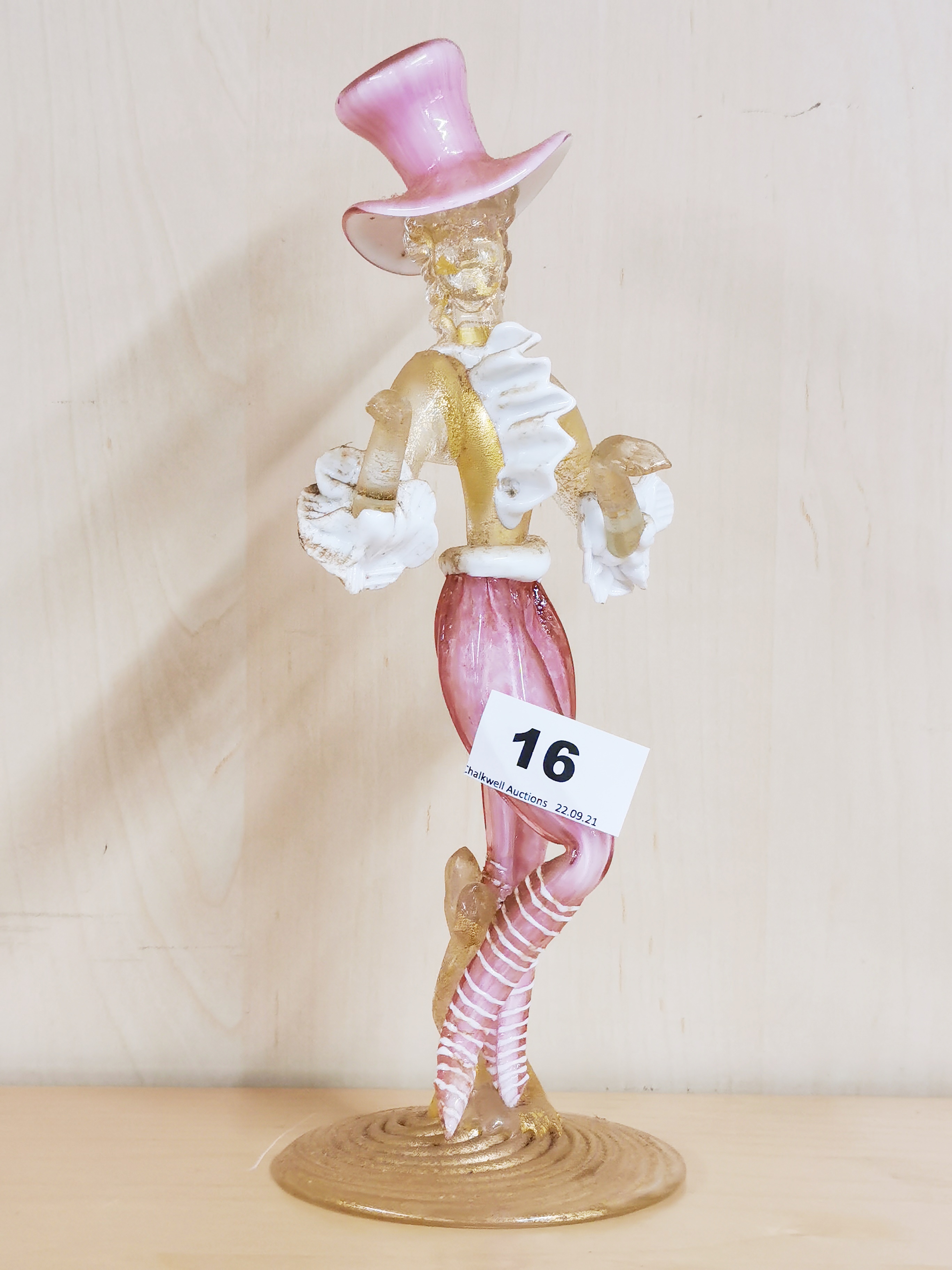 A lovely early Murano glass figure of a dancer, H. 26cm. Condition: no visible damage or repair.