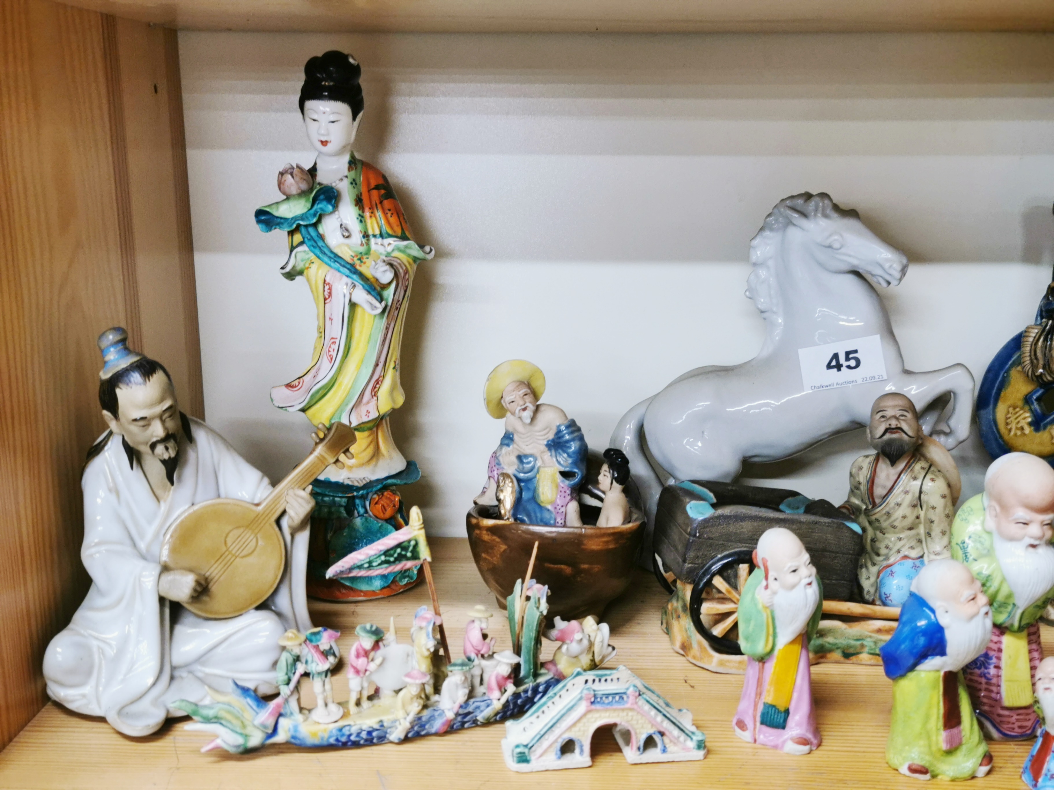A group of mixed Chinese porcelain figures, tallest 24cm. - Image 2 of 3
