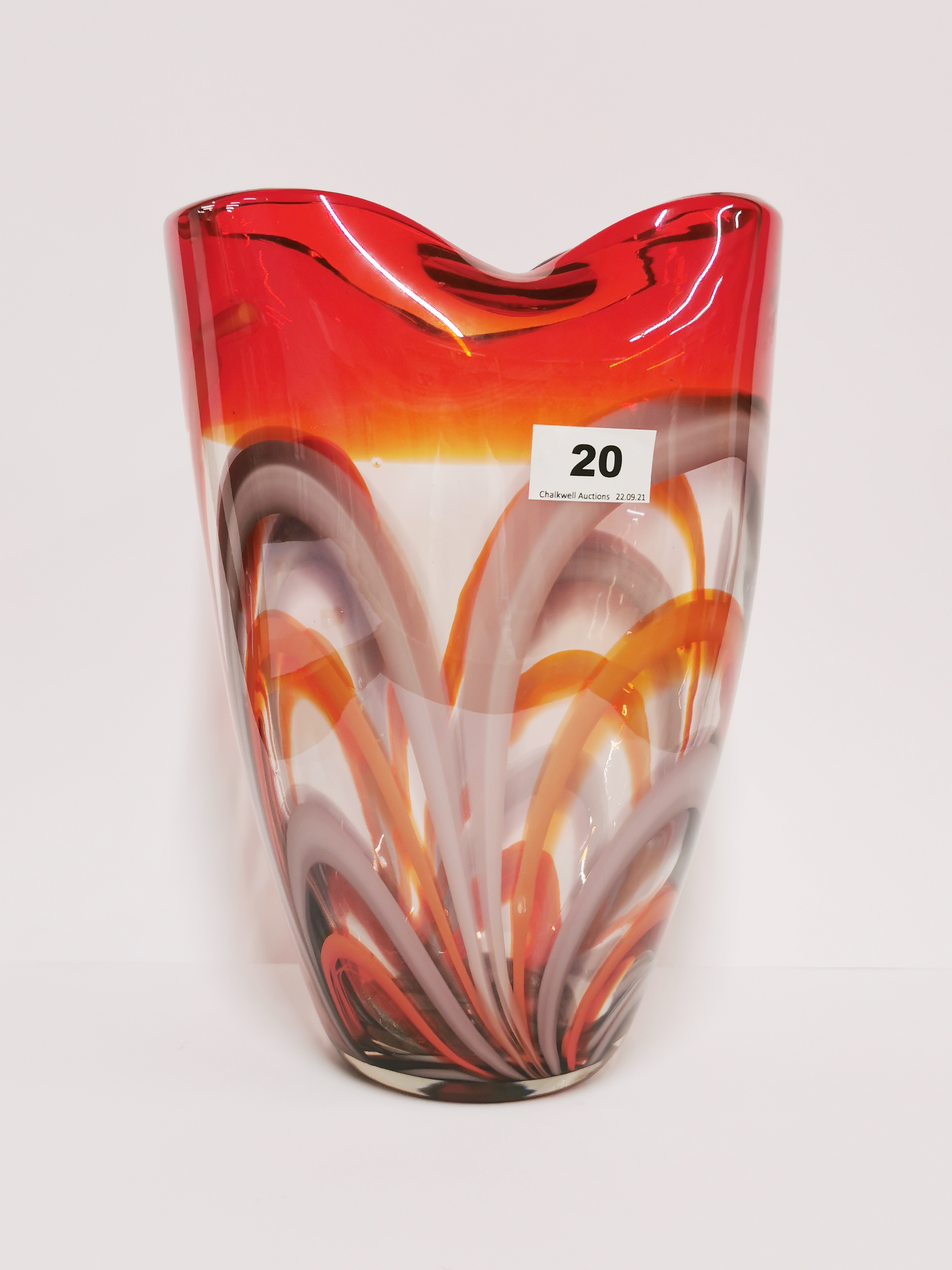 A large studio glass vase, H. 29cm.