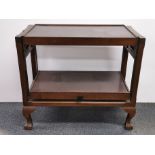 A 1960's mahogany metamorphic servery/tea table with ball and claw feet, 78 x 38 x 70cm.