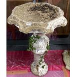 A large vintage concrete bird bath, H. 83cm.