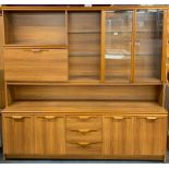 A 1970's teak display cabinet, 192 x 183cm.