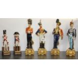 A group of four Naples fine porcelain soldier figures, H. 32cm. Together with two hand painted