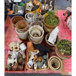 A quantity of garden pots, figures, etc.